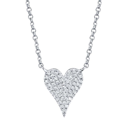 Shy Creation 14K White Gold Diamond Heart Necklace SC55006925