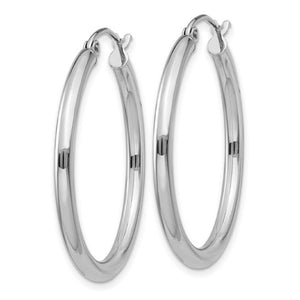 14K White Gold Tube Hoop Earrings T838