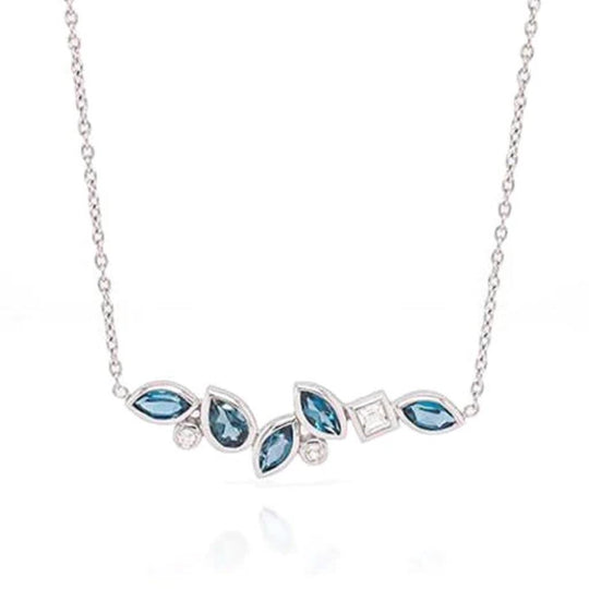 Joryel Vera Sterling Silver London Blue and White Topaz Necklace N3448BT/WT