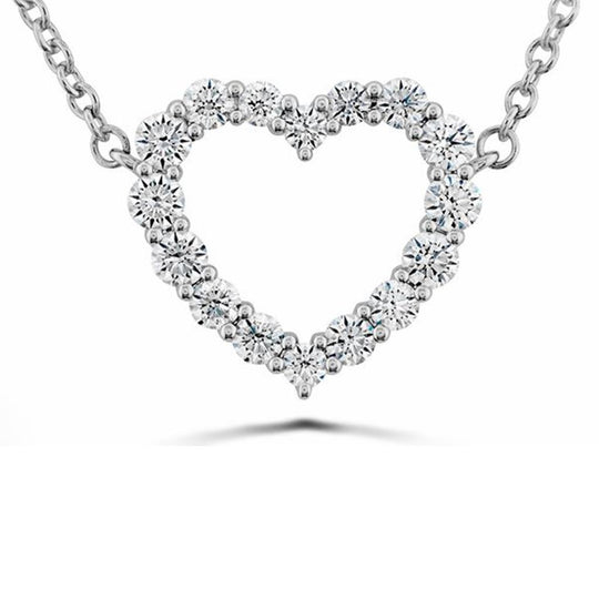 Hearts on Fire 18K White Gold Medium Diamond Heart Necklace HFPSIGH00398W