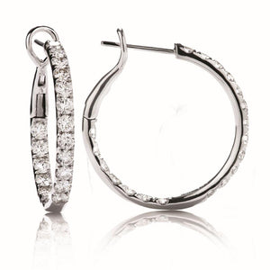 CW Signature 18KW Medium Inside Out Diamond Hoops E0095