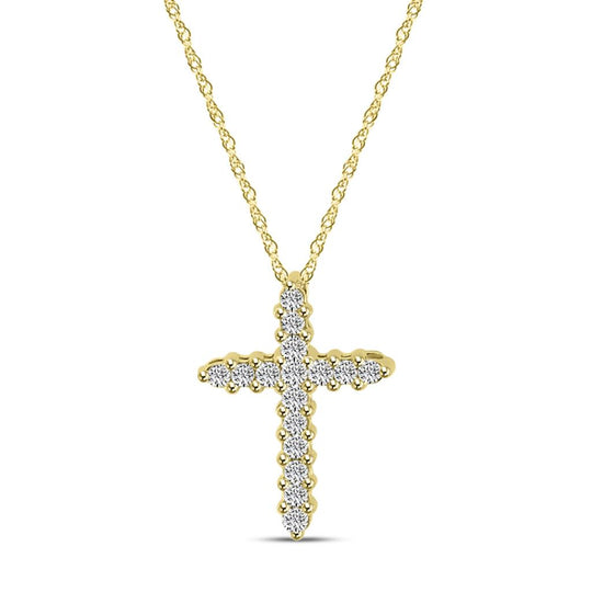 10K Yellow Gold Diamond Cross Necklace M13P2374S0411