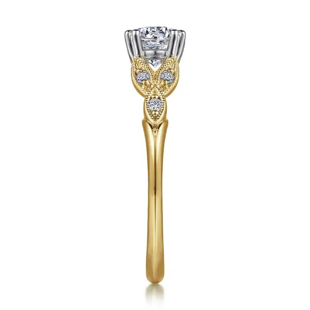 Gabriel & Co 14K Yellow Gold Floral Diamond Engagement Ring ER11721R4M44JJ