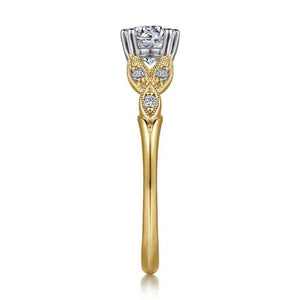 Gabriel & Co 14K Yellow Gold Floral Diamond Engagement Ring ER11721R4M44JJ