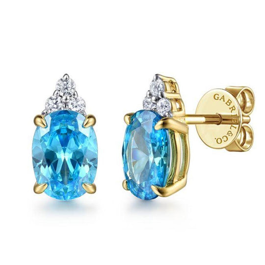 Gabriel & Co 14K Yellow Gold Swiss Blue Topaz Gaby Studs EG14606Y45BT