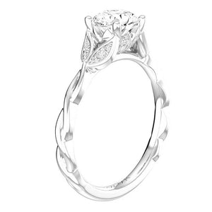14K White Twisted Floral Diamond Engagement Ring R14044W