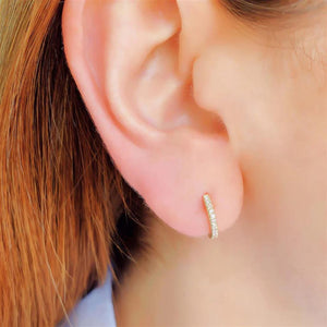 Shy Creation 14K Yellow Gold Diamond Huggie Hoop Earrings SC22004026