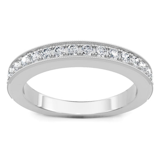 14K White Gold Milgrain Diamond Band 71396D-4W-1/5