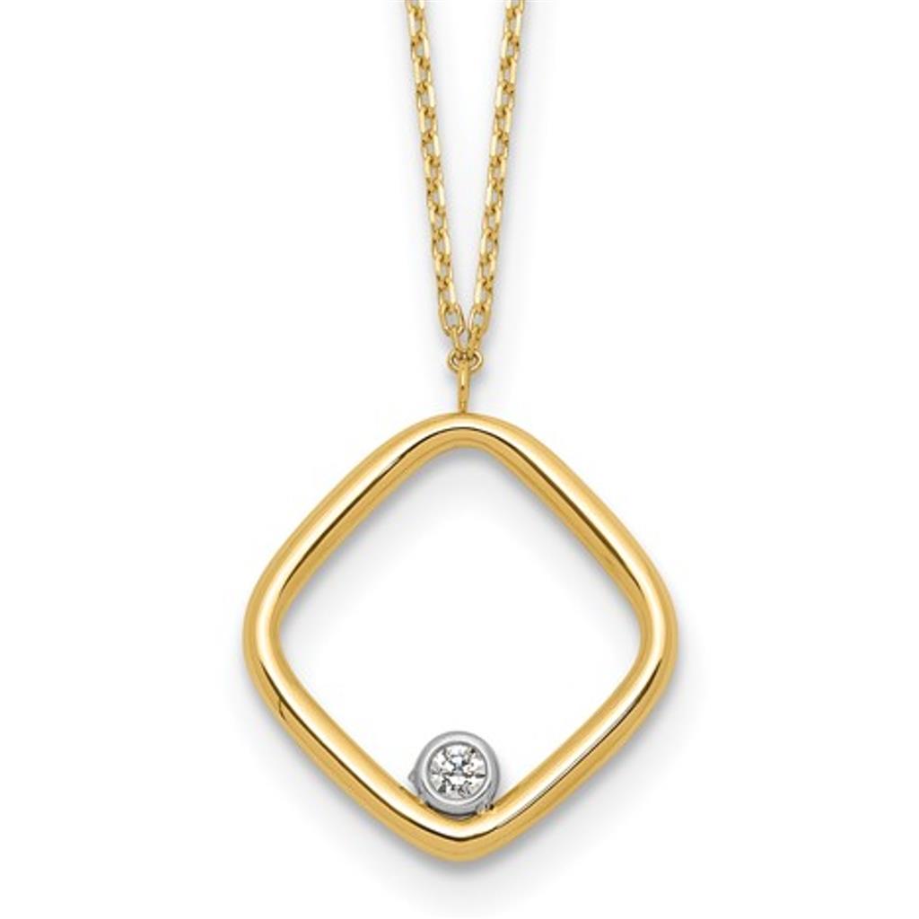 14K Yellow CZ Square Necklace LF1753-17