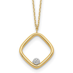 14K Yellow CZ Square Necklace LF1753-17