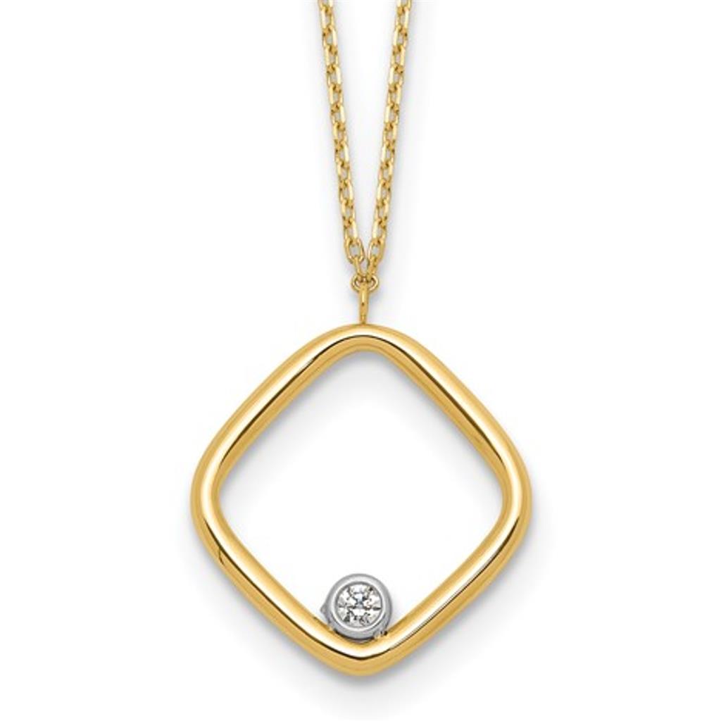 14K Yellow Gold CZ Square Necklace LF1753-17