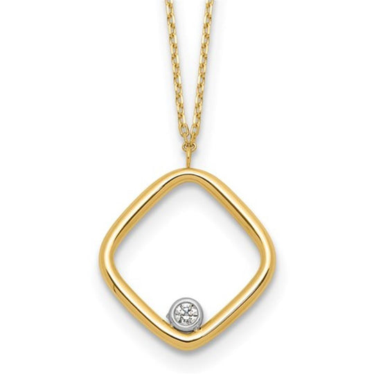 14K Yellow Gold CZ Square Necklace LF1753-17