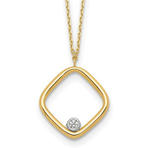 14K Yellow Gold CZ Square Necklace LF1753-17