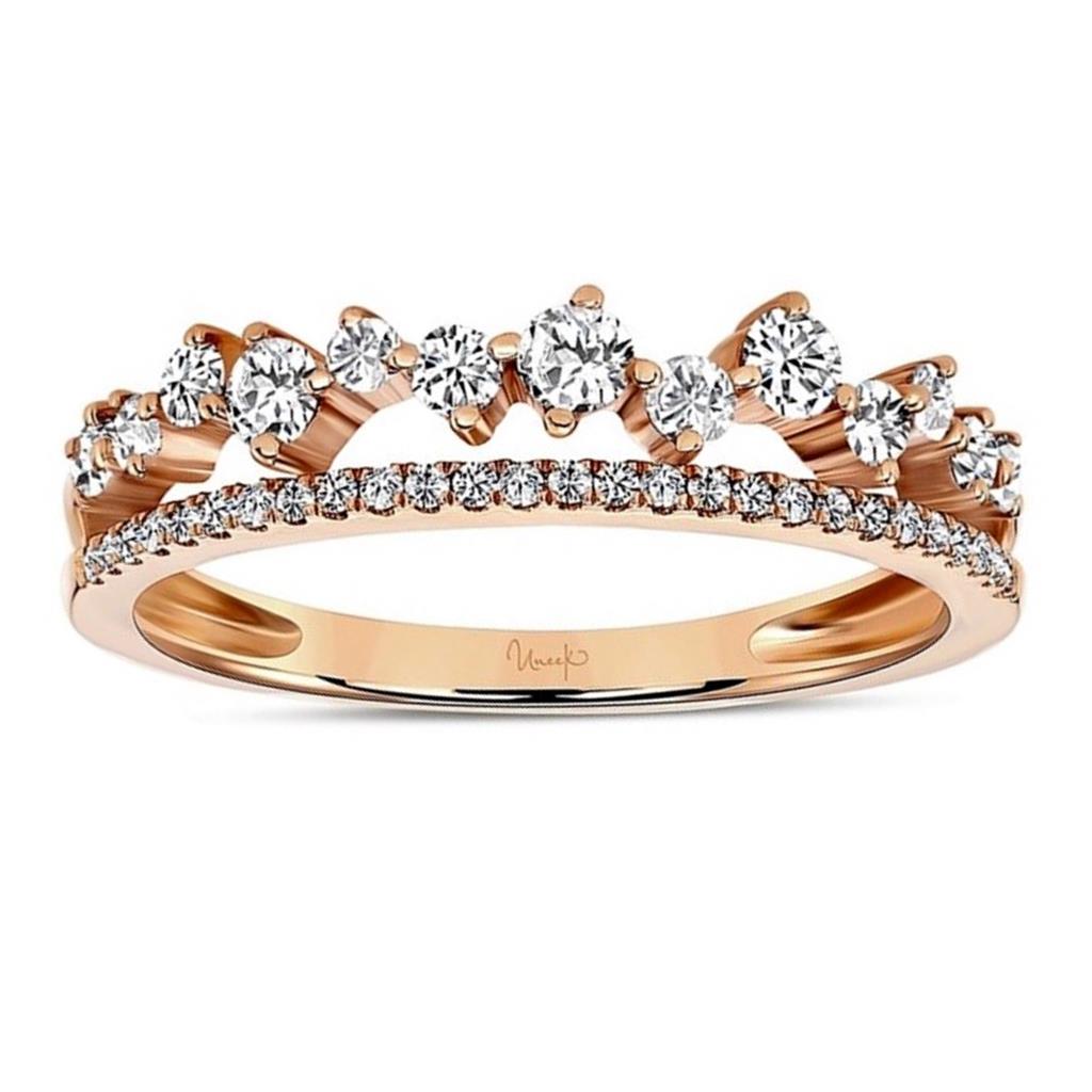Uneek 14K Rose Gold Double Row Diamond Band LVBAD269R