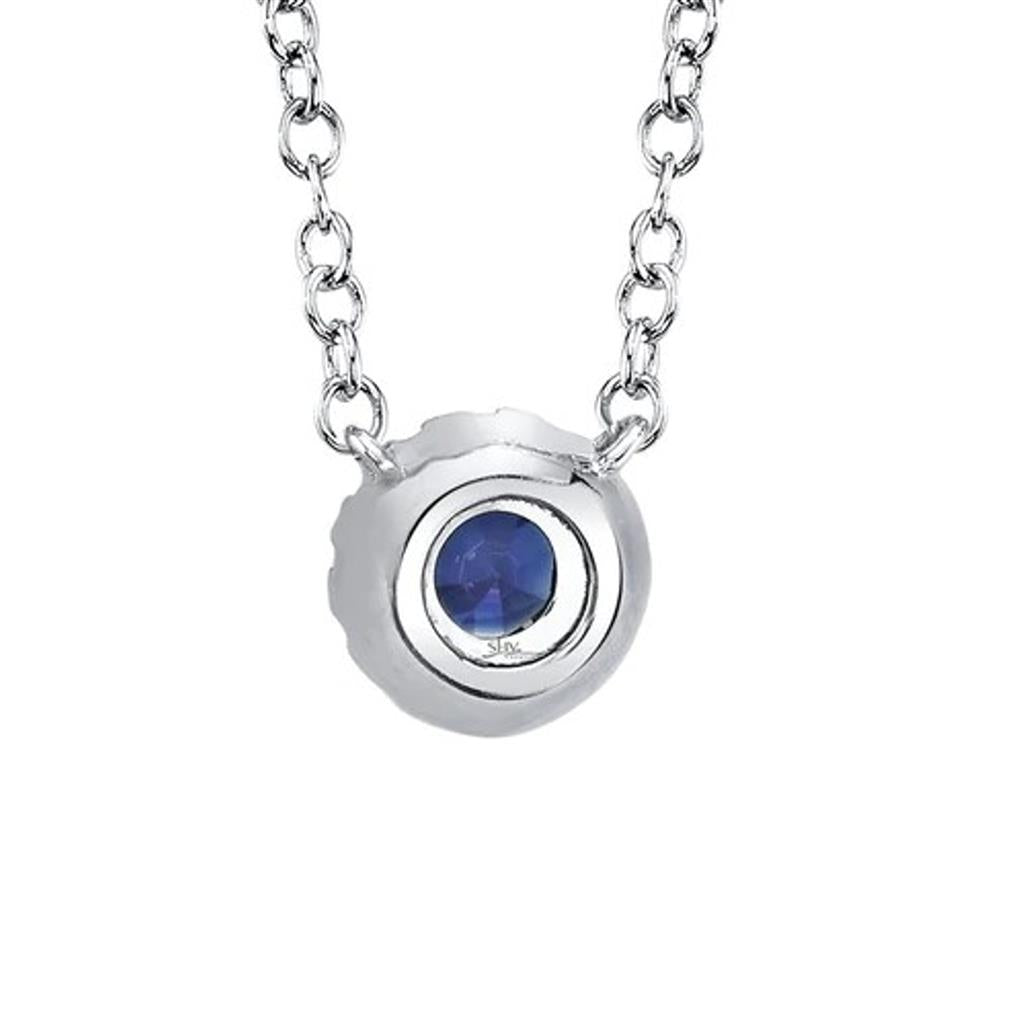 Shy Creation 14K White Gold Sapphire Diamond Necklace SC55002751