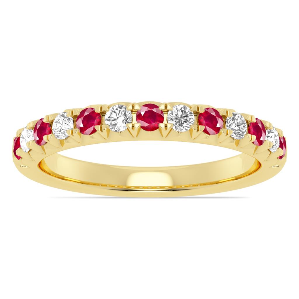 14K Yellow Gold Alternating Ruby and Diamond Band 73313R-4Y-2.2