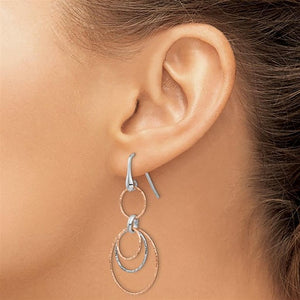 Sterling Silver Two-Tone Circle Dangle Earrings QLE1239