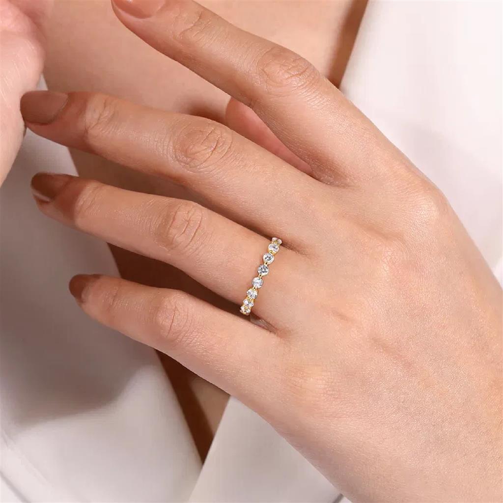 Gabriel & Co 14K Yellow Gold Single Prong Diamond Anniversary Band AN15748Y44JJ