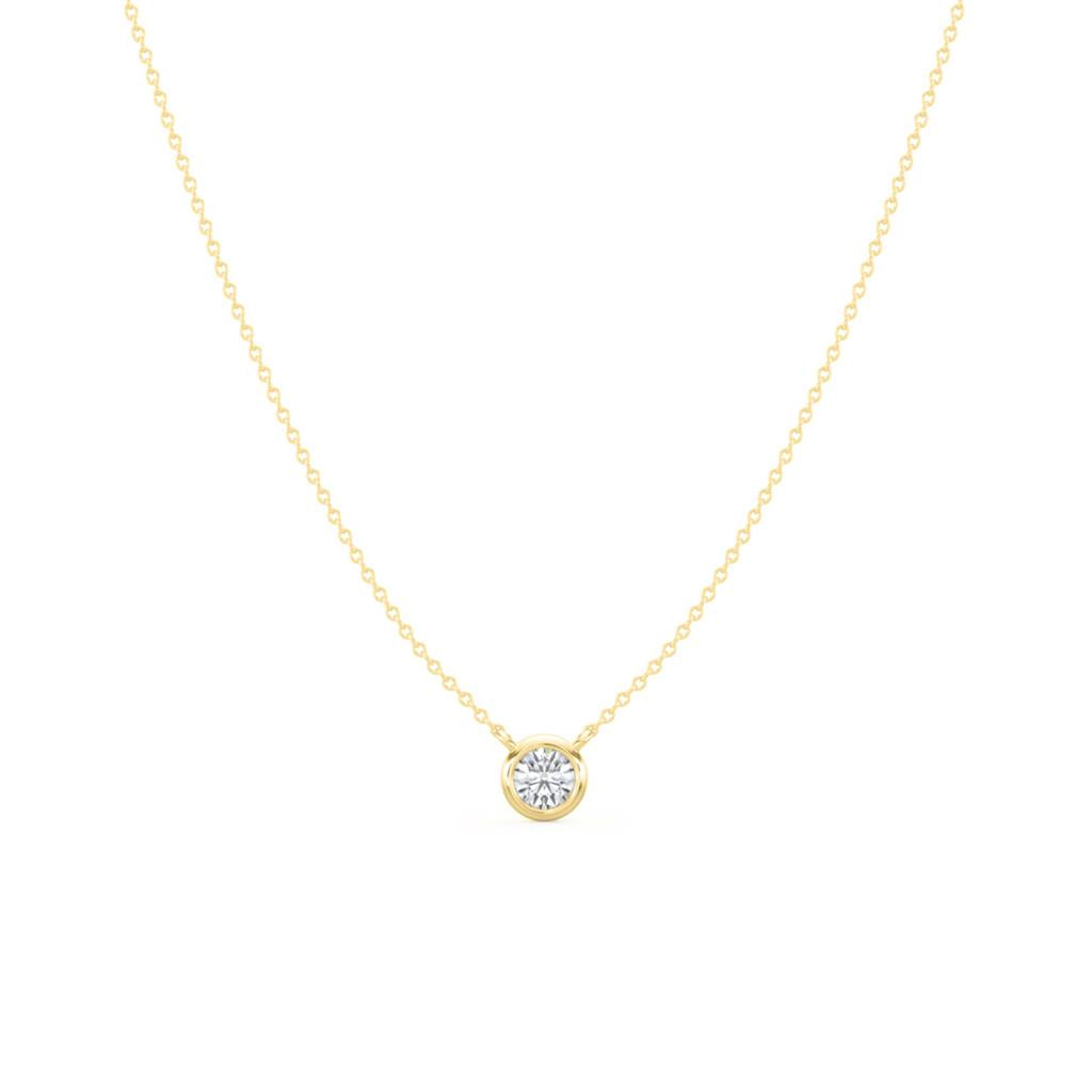 14K Yellow Gold Solitaire Diamond Bezel Necklace NY020-384Y1MEEQ