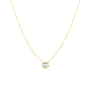 14K Yellow Gold Solitaire Diamond Bezel Necklace NY020-384Y1MEEQ