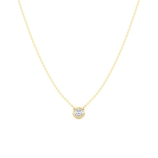14K Yellow Gold Solitaire Diamond Bezel Necklace NY020-384Y1MEEQ