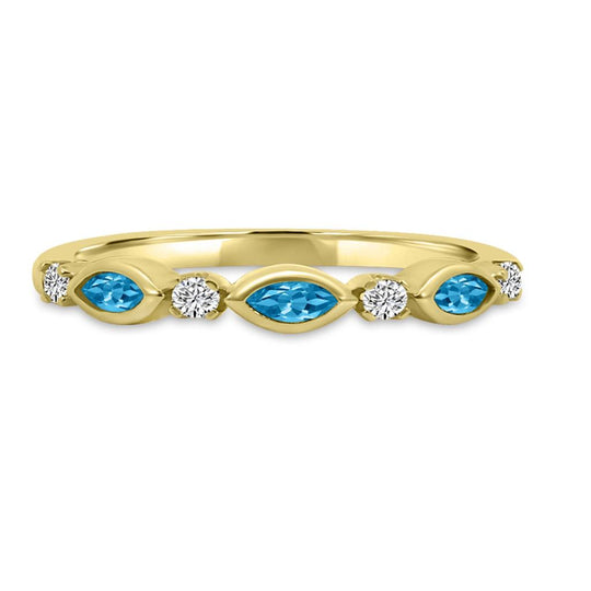 10K Yellow Gold Diamond and Blue Topaz Ring M13R2353V0911-BT