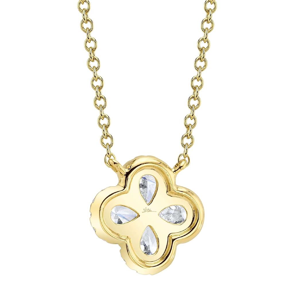Shy Creation 14K Yellow Gold Diamond Clover Necklace SC55019421
