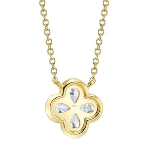 Shy Creation 14K Yellow Gold Diamond Clover Necklace SC55019421