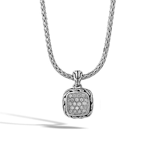 John Hardy Sterling Silver Diamond Pave Pendant Necklace NBP992412DIX16-18