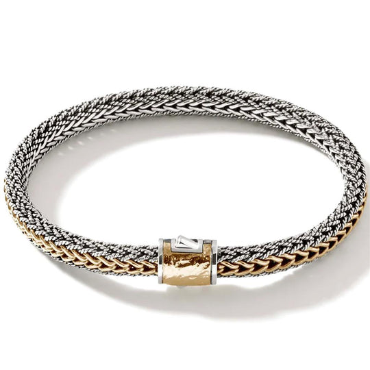 John Hardy Sterling Silver and 18K Yellow Classic Chain Reversible Bracelet BUZ900993RVXUM