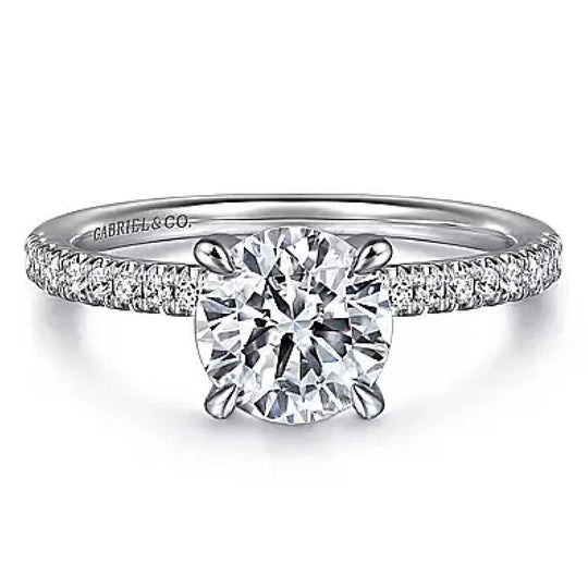 Gabriel & Co 14K White Gold Classic Hidden Halo Diamond Engagement Ring ER16058R6W44JJ