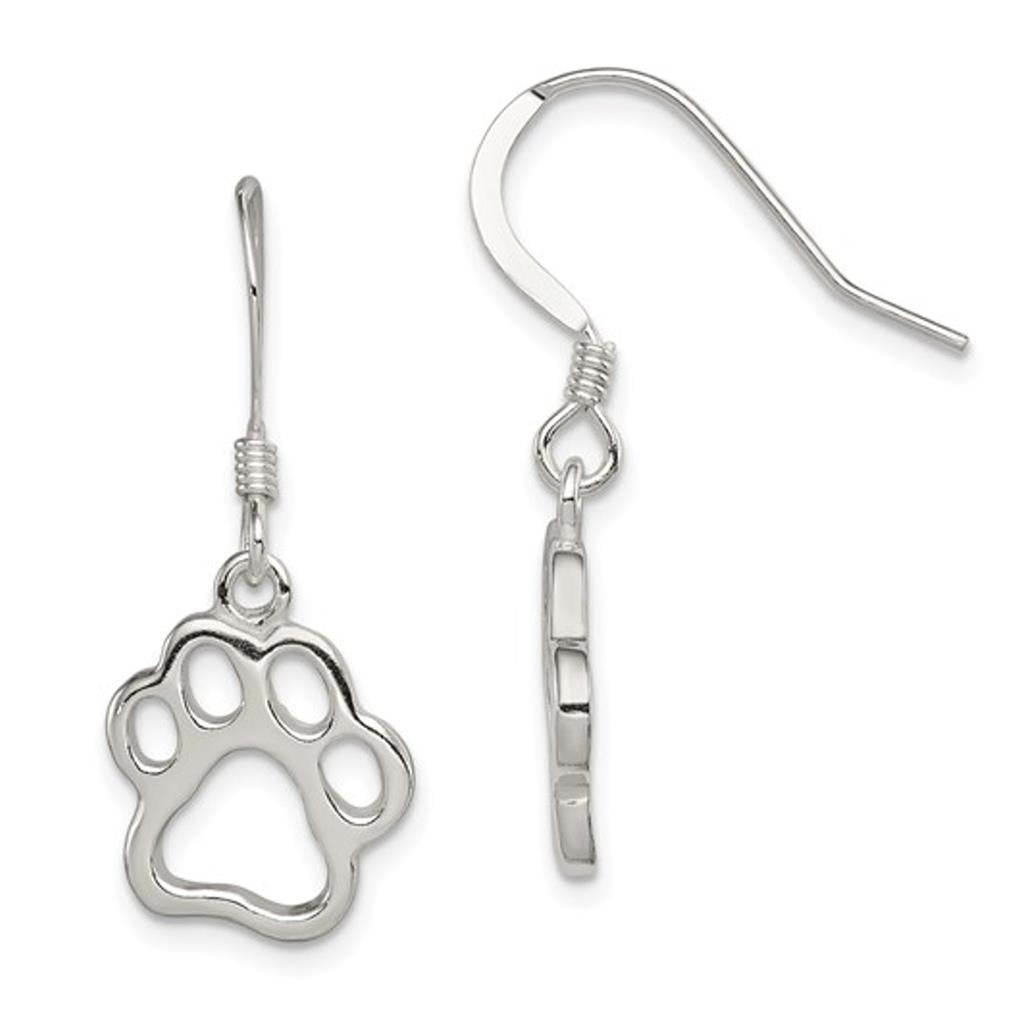Sterling Silver Paw Print Earrings QE11945