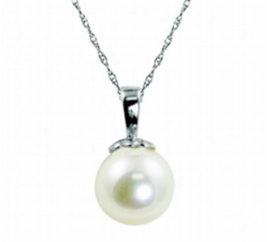 14K White Gold Freshwater Pearl Pendant Necklace 987527/FWWH18