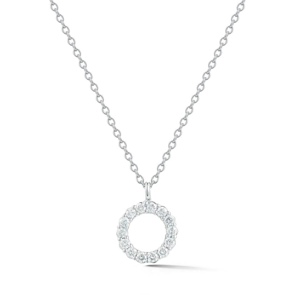 CW Signature 18K White Gold Small Circle Diamond Pendant P0347