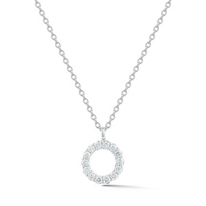 CW Signature 18K White Gold Small Circle Diamond Pendant P0347