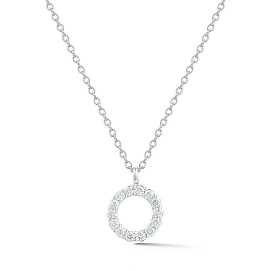 CW Signature 18K White Gold Small Circle Diamond Pendant P0347