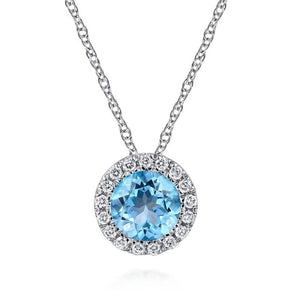 Gabriel & Co 14K White Gold Gaby Topaz Diamond Necklace NK2824W45BT