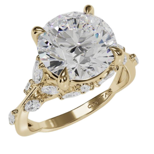 Costar 14K Yellow Gold Nature Inspired Leaf Branch Diamond Engagement Ring R15509YRD100
