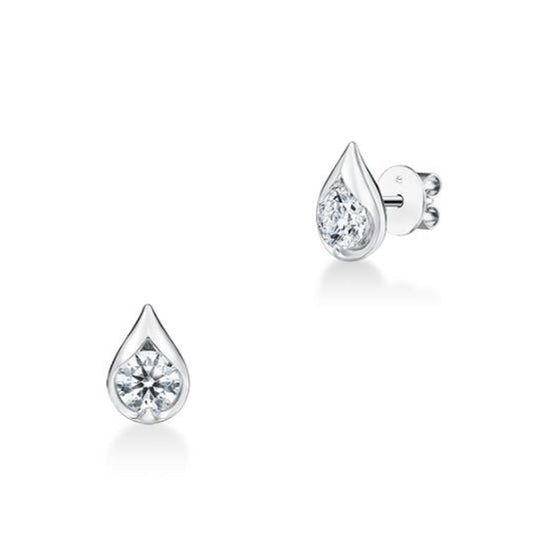 Hearts On Fire 18K White Gold LU Droplet Diamond Studs UU28298W68