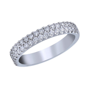 CW Signature 18K White Double Row Diamond Ring R0873