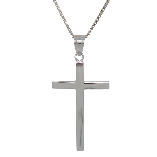14K White Gold Plain Cross Pendant Cross2