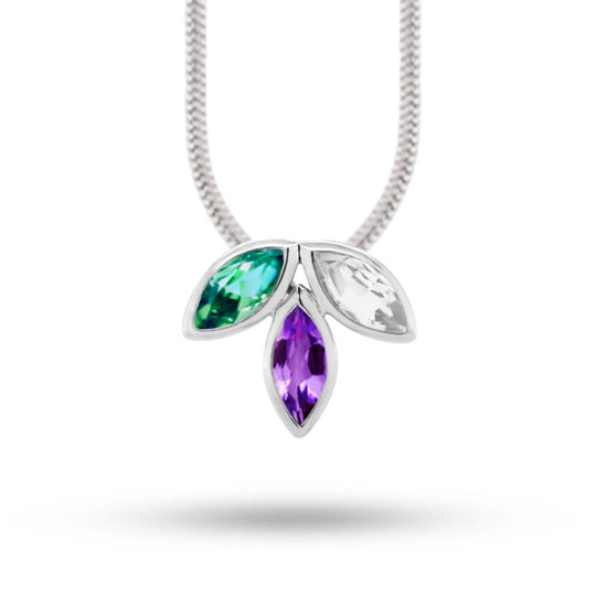 Joryel Vera Sterling Silver Amethyst, Green Quartz and White Topaz Pendant P3842