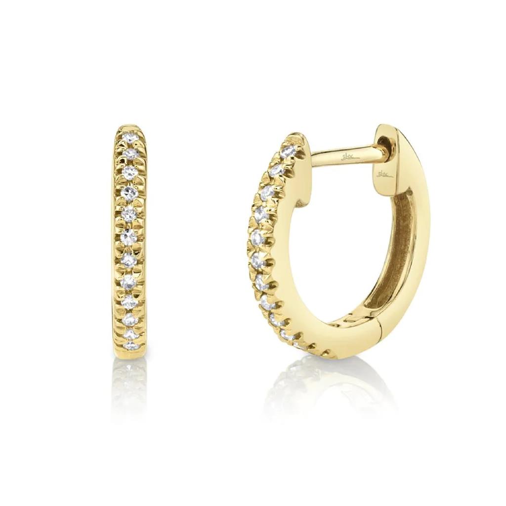 Shy Creation 14K Yellow Gold Diamond Huggie Hoop Earrings SC22004026