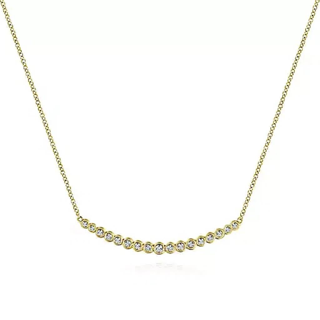 Gabriel 14K Yellow Curved Bezel Set Diamond Bar Necklace NK5796Y45JJ