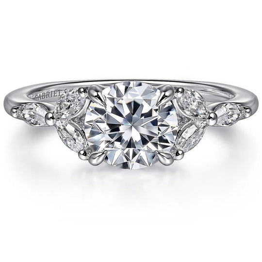 Gabriel & Co 14K White Gold Floral Nouveau Diamond Engagement Ring ER16495R6W43JJ