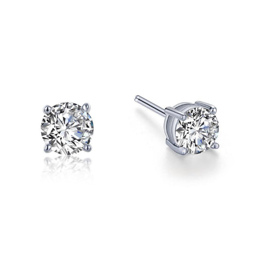 Lafonn Sterling Silver Platinum Plated 4 Prong 1/2ct Simulated Diamond Studs E0243CLP00