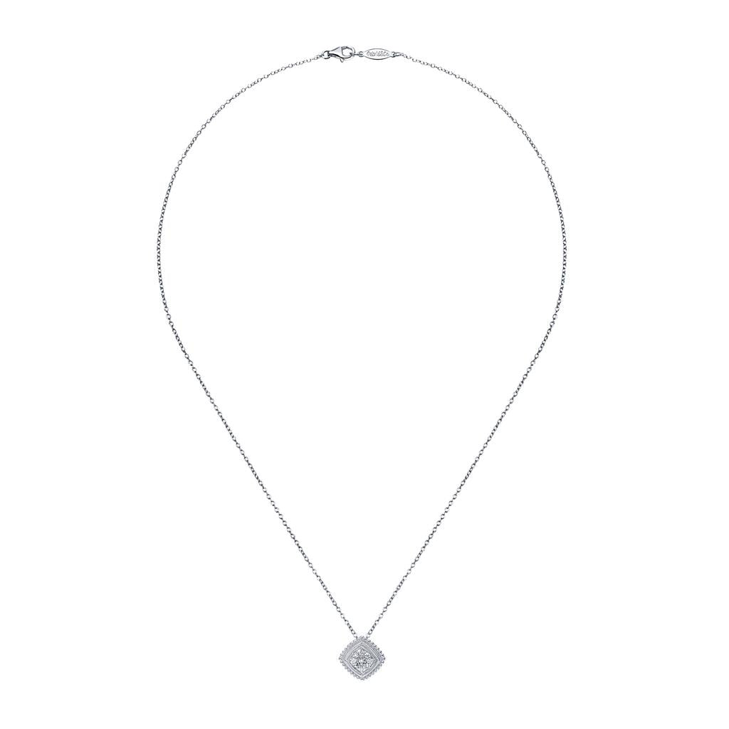 Gabriel & Co Sterling Silver Diamond Cluster Pendant Necklace NK3479SV5JJ