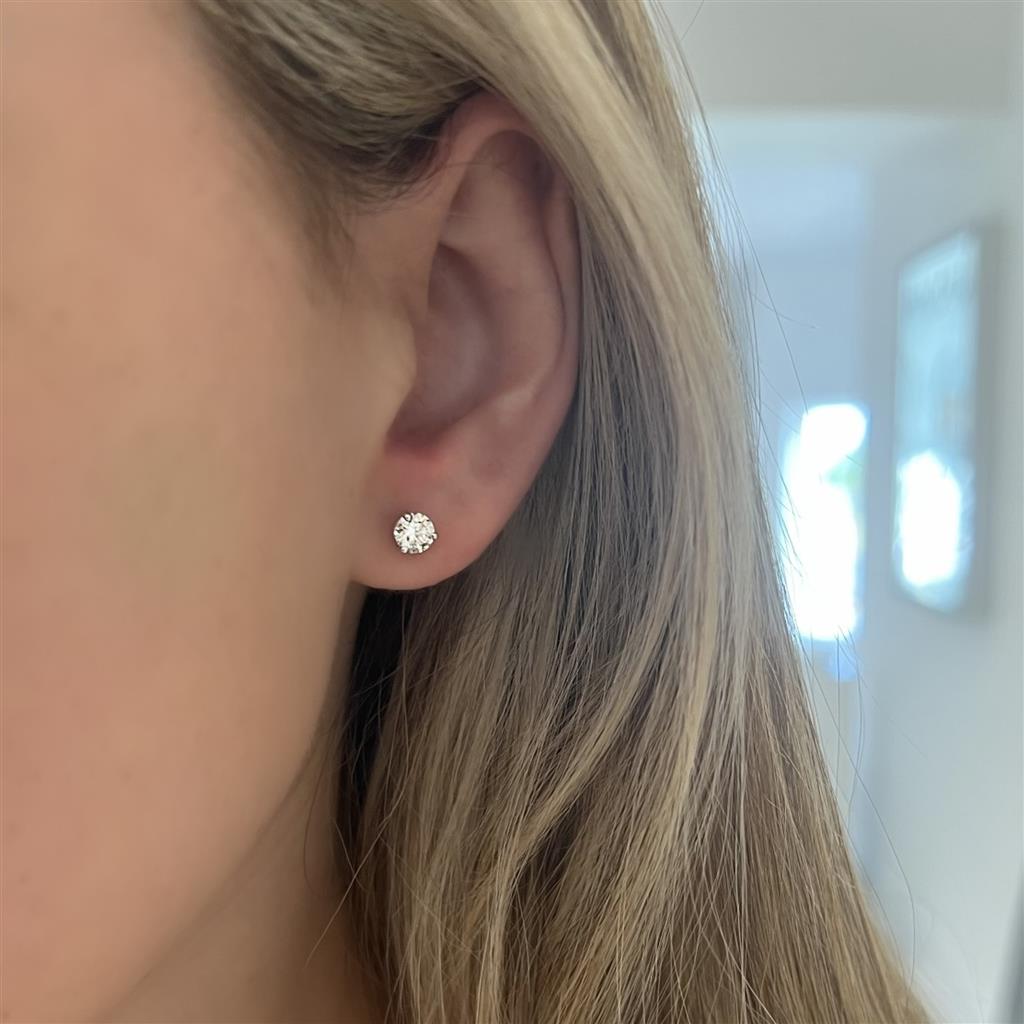 Hearts On Fire 18K White Gold Three-Prong 1ctw Diamond Studs 3SIE01008W