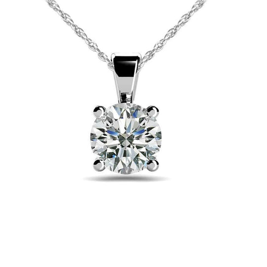 14K White Gold 1ct 4 Prong Diamond Solitaire Necklace P100-247
