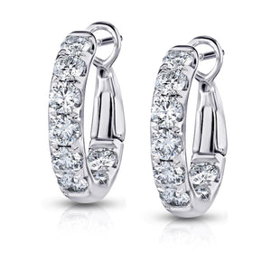 CW Signature 18K White Gold Small Inside Out Diamond Hoops E0096